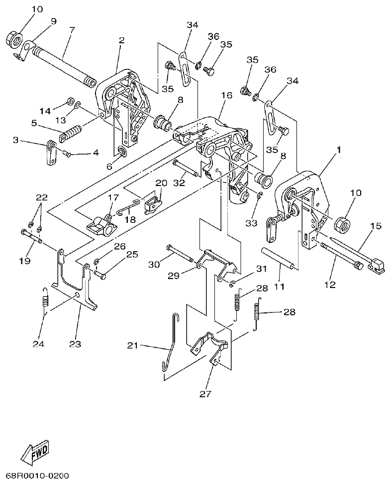 Yamaha F6A, F6B, F8C BRACKET 1 parts diagram